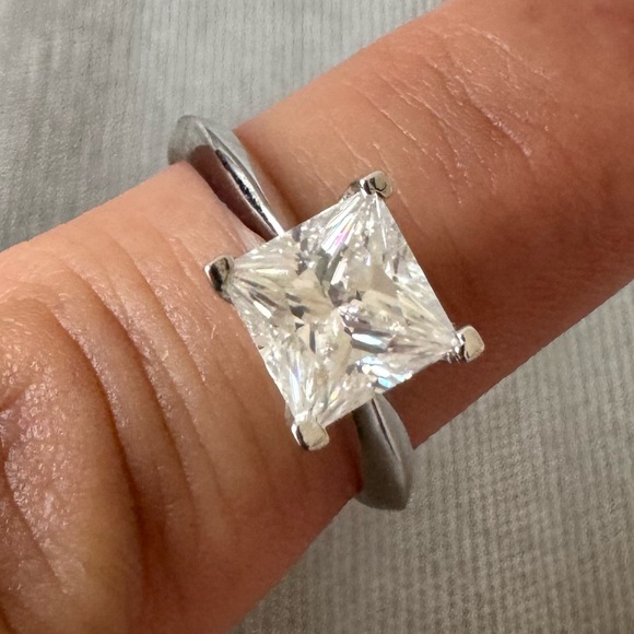 Jewelry - 2ct Princess Cut Moissanite White Gold Plated Over Sterling Silver Ring